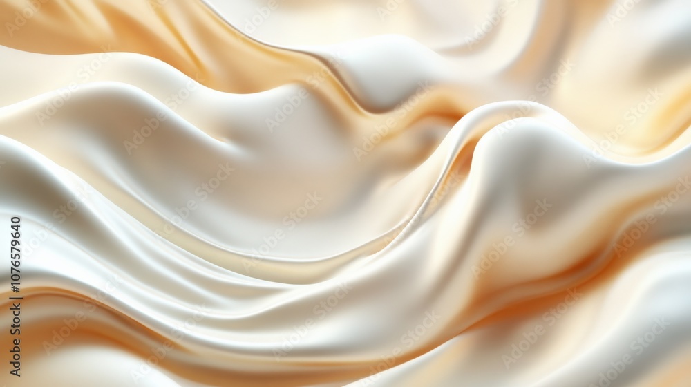Obraz premium Elegant Flowing Satin Fabric in Soft Cream and Peach Tones
