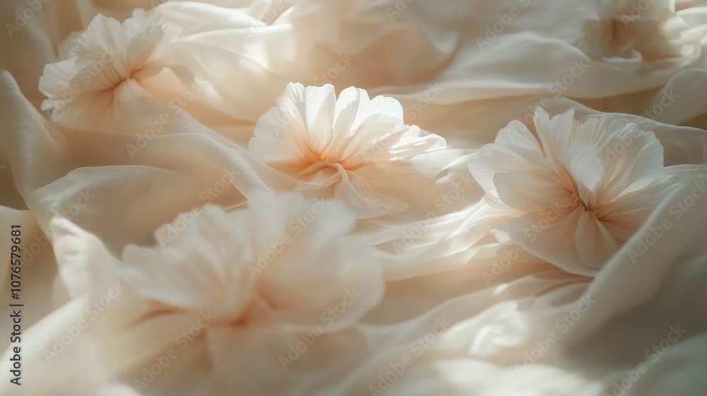 Soft Petals on Delicate Fabric: A Serene Floral Composition Soft Petals on Delicate Fabric: A Serene Floral Composition