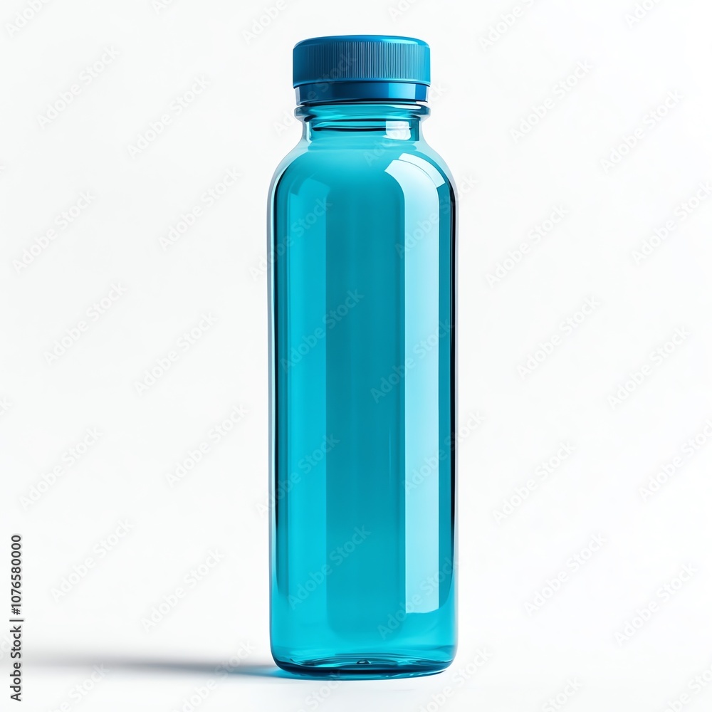 Eco-conscious plastic water bottle with a blue cover, perfect for staying hydrated, featured on a plain white backdrop