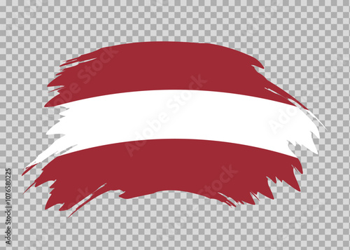 Flag of Latvia with distressed paint stroke brush effect on isolated background