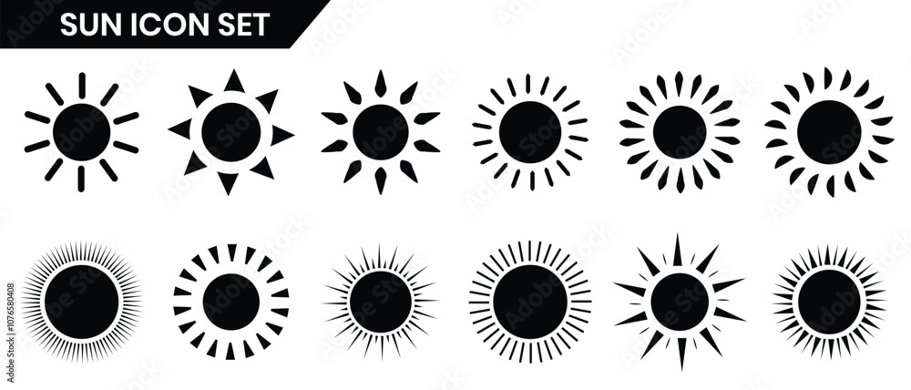 Sun icons, vector set. Sunset icon silhouette collection. Sunrise vector, Sun symbol vector design. Vector illustration. Sun icons, vector set. Sunset icon silhouette collection. Sunrise vector, Sun symbol vector design. Vector illustration.