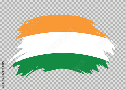Flag of India with distressed paint stroke brush effect on isolated background
