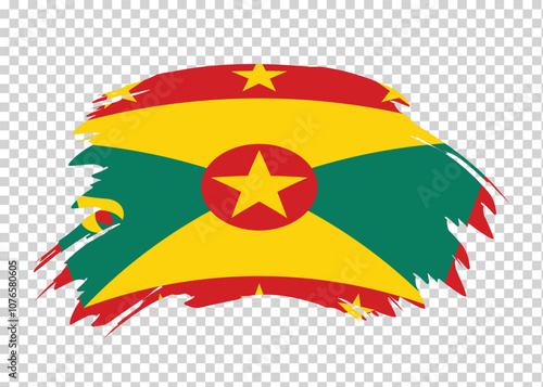 Flag of Grenada with distressed paint stroke brush effect on isolated background