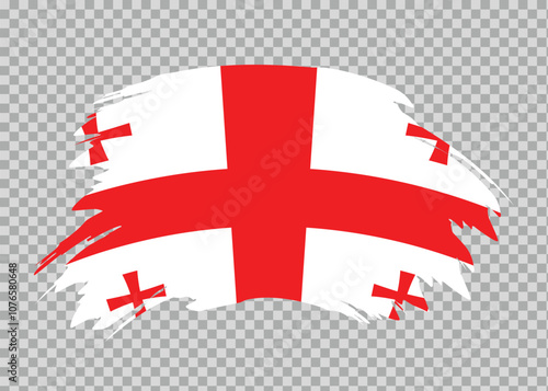 Flag of Georgia with distressed paint stroke brush effect on isolated background
