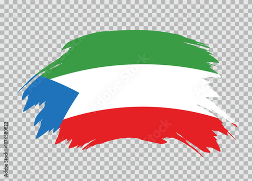 Flag of Equatorial Guinea with distressed paint stroke brush effect on isolated background