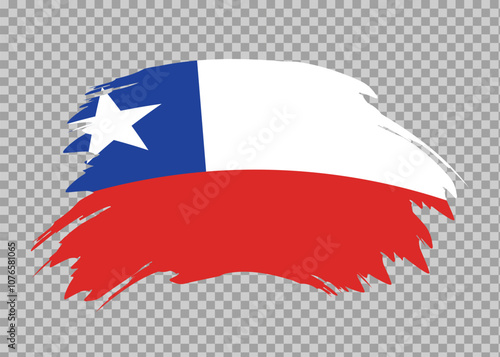 Flag of Chile with distressed paint stroke brush effect on isolated background