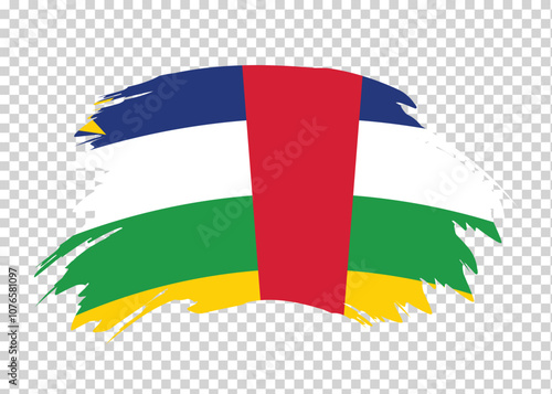 Flag of Central African Republic with distressed paint stroke brush effect on isolated background