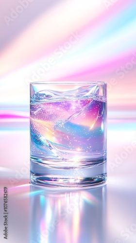 Mesmerizing Display of Light and Color Through a Glass Vessel with Liquid