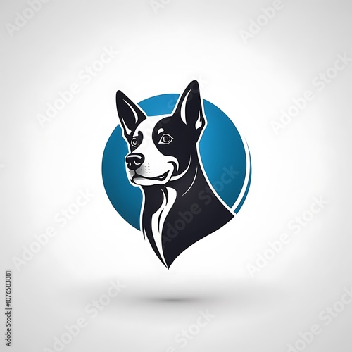 Dog face animal art design logo make solid background image photo