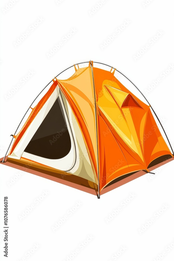 Orange and white camping tent isolated. Orange and white camping tent isolated.