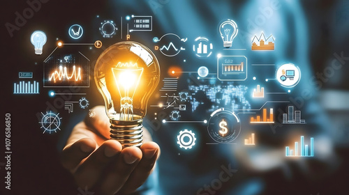 アイデアとインスピレーションの象徴的なライト