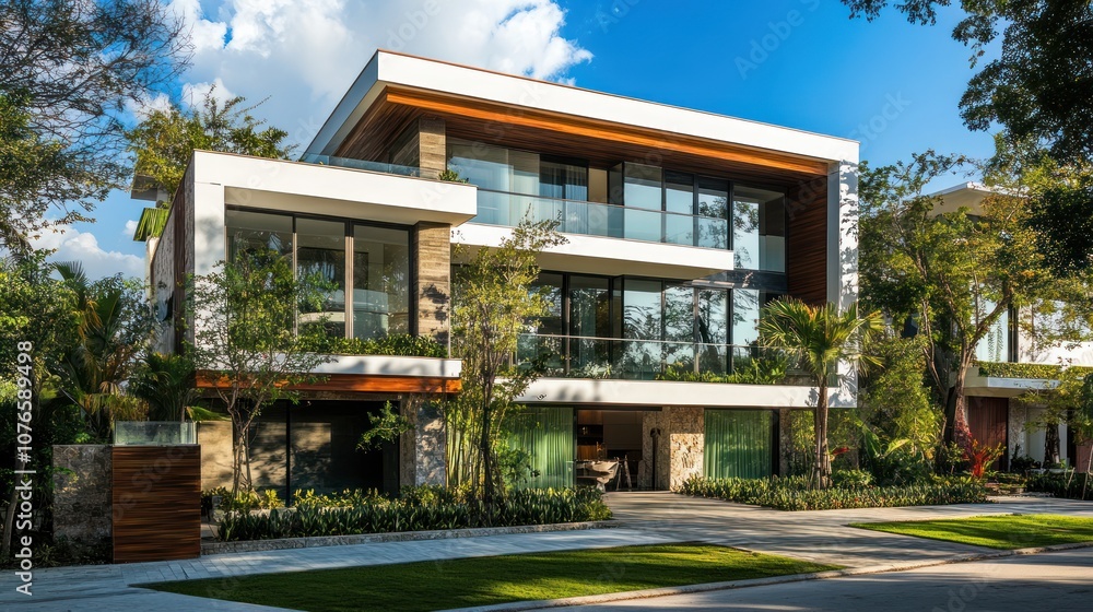 Modern House with Lush Greenery Modern House with Lush Greenery