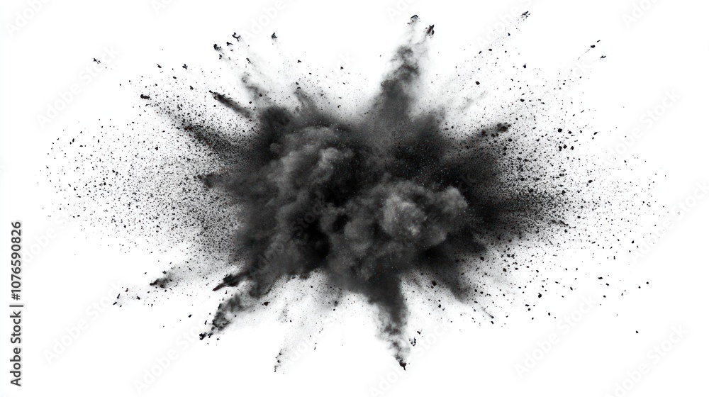 An abstract representation of an explosion or smoke cloud in black on a white background. An abstract representation of an explosion or smoke cloud in black on a white background.
