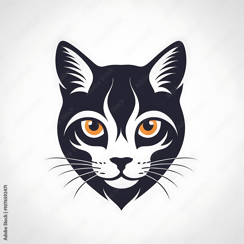 Cat face animal art design logo make solid background image Cat face animal art design logo make solid background image