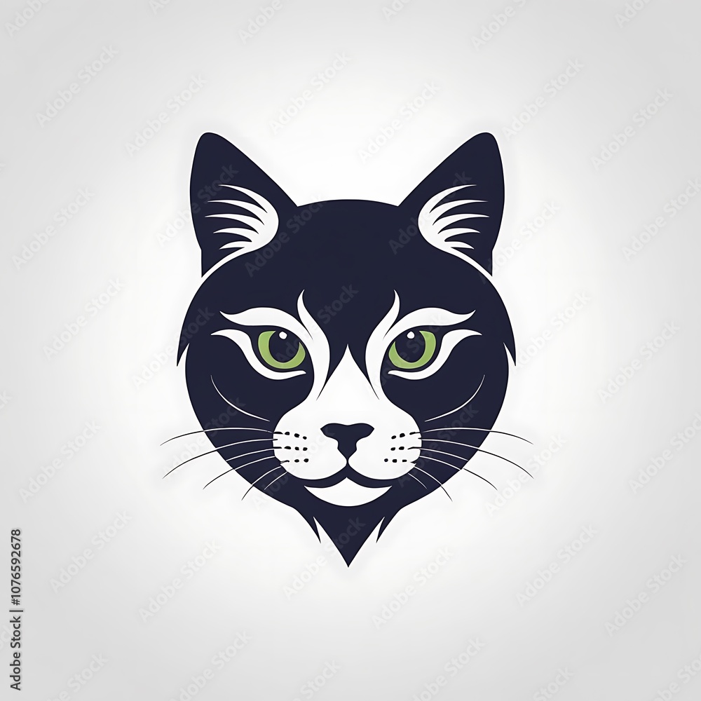 Cat face animal art design logo make solid background image Cat face animal art design logo make solid background image