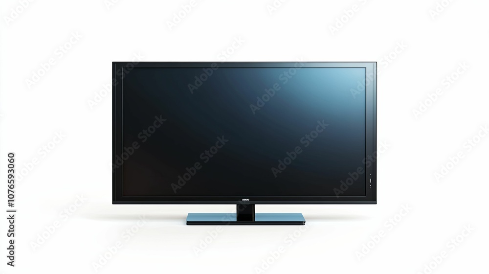 Black Flat Screen Television with Stand on a White Background Black Flat Screen Television with Stand on a White Background