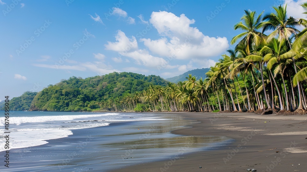 Enchanting summer palm trees on a beach in Mexico, showcasing vibrant colors and a tranquil atmosphere. Enchanting summer palm trees on a beach in Mexico, showcasing vibrant colors and a tranquil atmosphere.