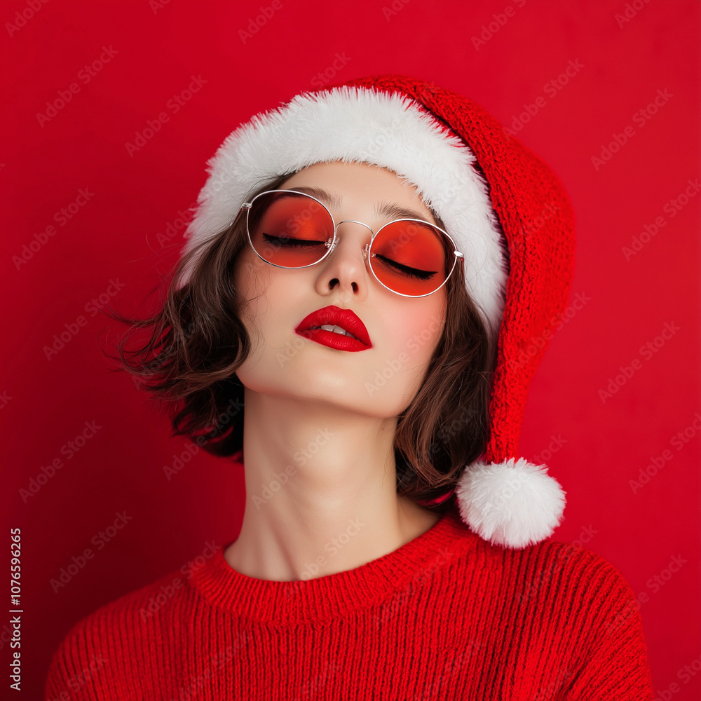 Portrait of a woman wearing a red hat Portrait of a woman wearing a red hat