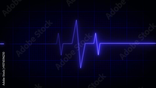 Cardiogram heartbeat pulse rate neon glowing video animation. Emergency ekg monitoring. loop motion animate 4k video footage. Abstract heartbeat.
