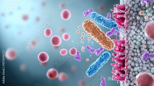 Immune response illustration showing cytokine storm triggered by NK cells, highlighting molecular interactions and cellular components photo