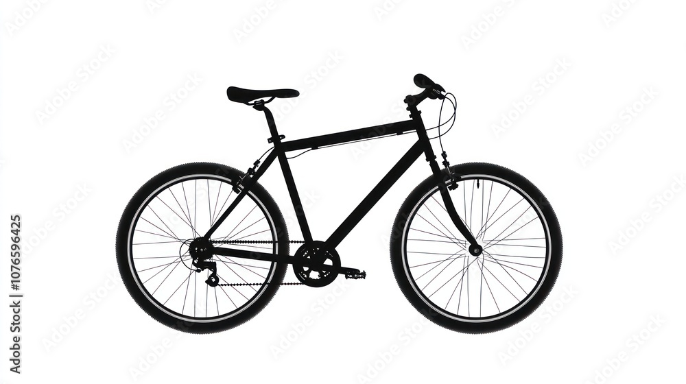 A minimalistic silhouette of a bicycle in side profile, A minimalistic silhouette of a bicycle in side profile,