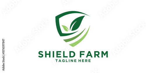 logo design shield and farm, security, agriculture, nature, landscape, logo design icon, vector, symbol, idea, creative.