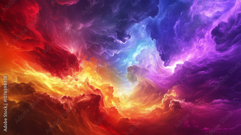 Dramatic Colorful Cloudscape with Fiery Hues Dramatic Colorful Cloudscape with Fiery Hues