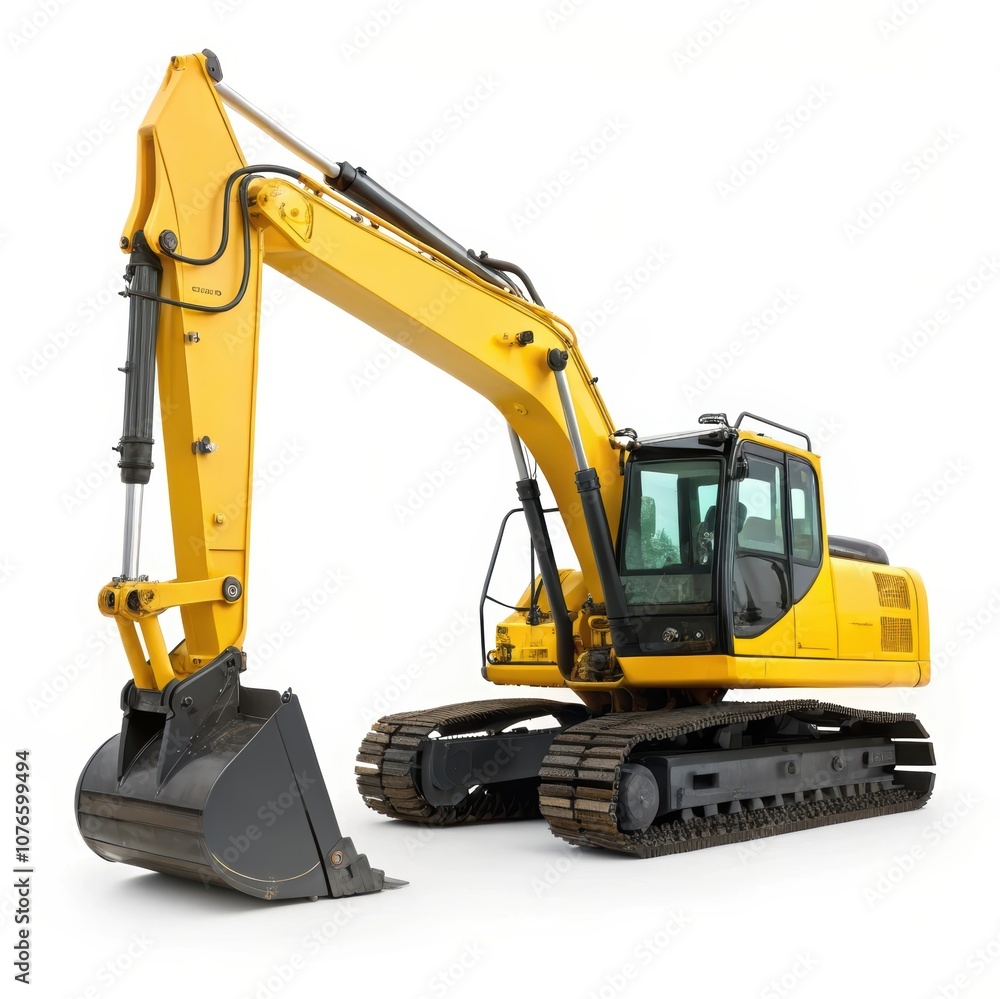 A yellow excavator equipped with a large bucket A yellow excavator equipped with a large bucket
