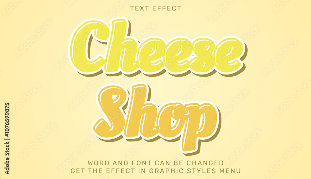 Cheese shop text effect template in 3d design Cheese shop text effect template in 3d design