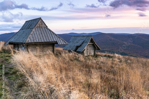 Fototapeta Naklejka Na Ścianę i Meble -  Bieszczady’s Autumn Landscape: A Tapestry of Color