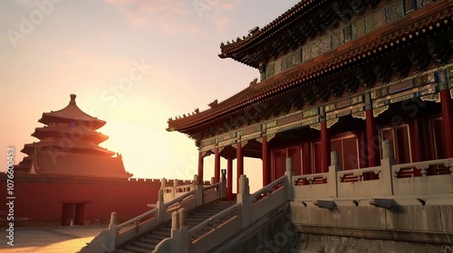 Wallpaper Mural Unfolding the Splendid Tapestry: Conceptual Diagram of Chinese Architectural Background Revealed Torontodigital.ca