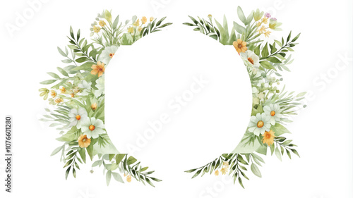 Watercolor floral wreath isolated on white background. Hand painted illustration.