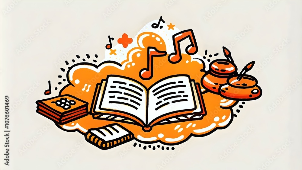 Obraz premium Creative Books Music Colors Art Inspiration Learning Energy