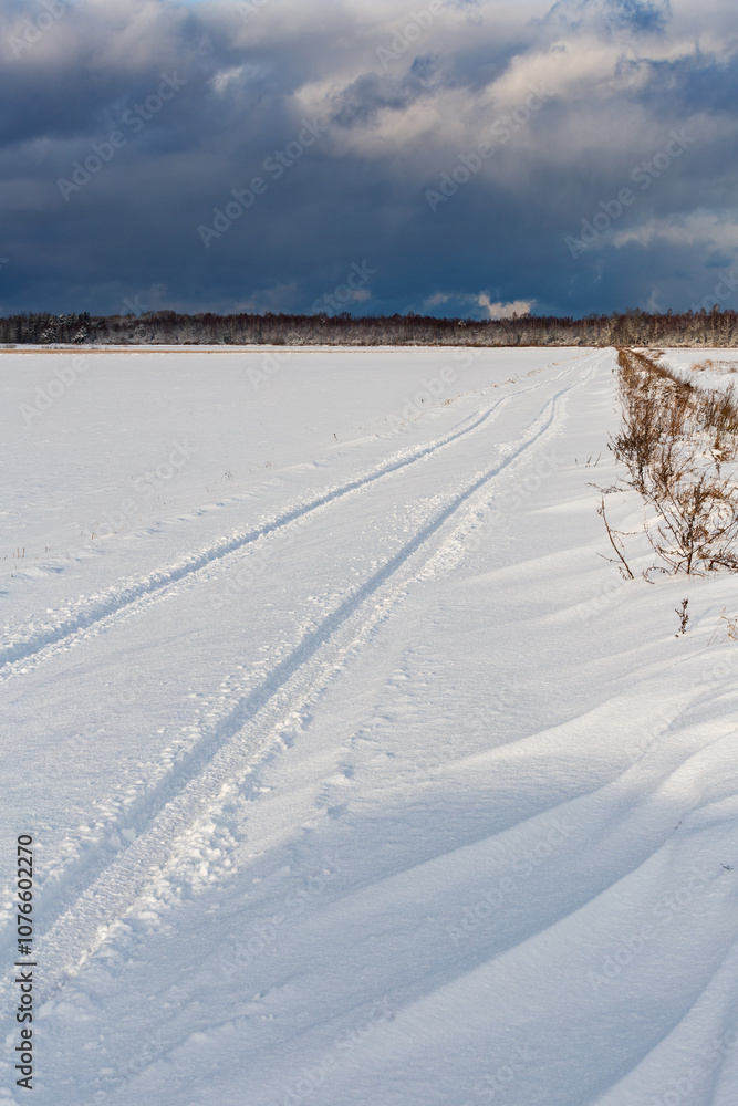 Cloudscape Snowy winter day in countryside Cloudscape Snowy winter day in countryside