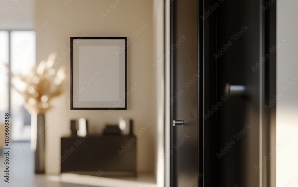 A modern interior design scene with a cozy black and beige color palette. A modern interior design scene with a cozy black and beige color palette.