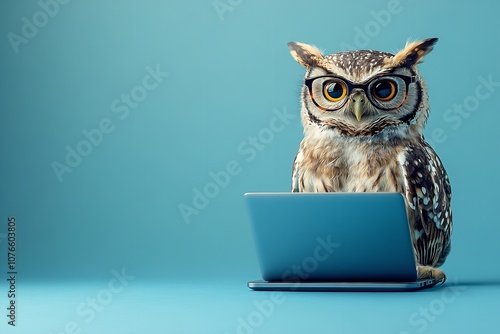 Wallpaper Mural An ebullient owl wearing glasses explores the internet. Generative Ai Torontodigital.ca