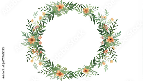 Watercolor floral wreath isolated on white background. Hand painted illustration.