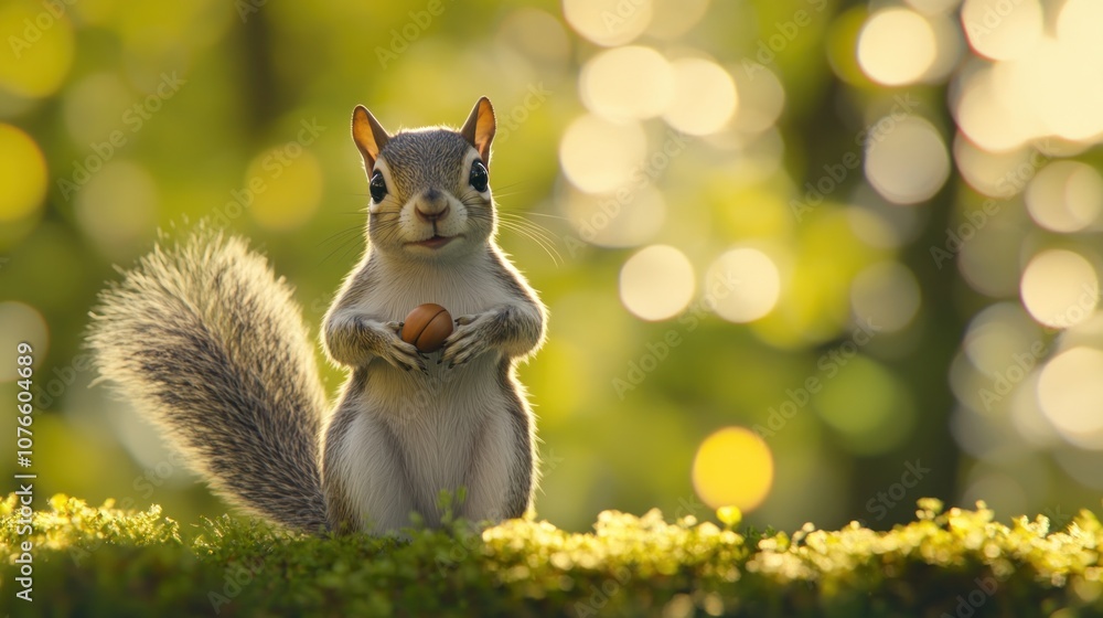 Squirrel Holding an Acorn in the Forest Squirrel Holding an Acorn in the Forest
