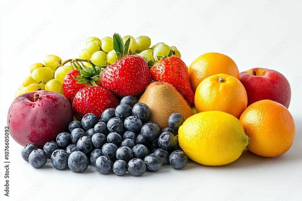 Assortment of Fresh Fruit on a White Background Assortment of Fresh Fruit on a White Background