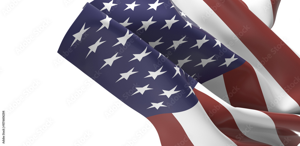 Waving American Flag with White Background Waving American Flag with White Background