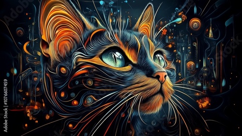 Colourfull background with cat.