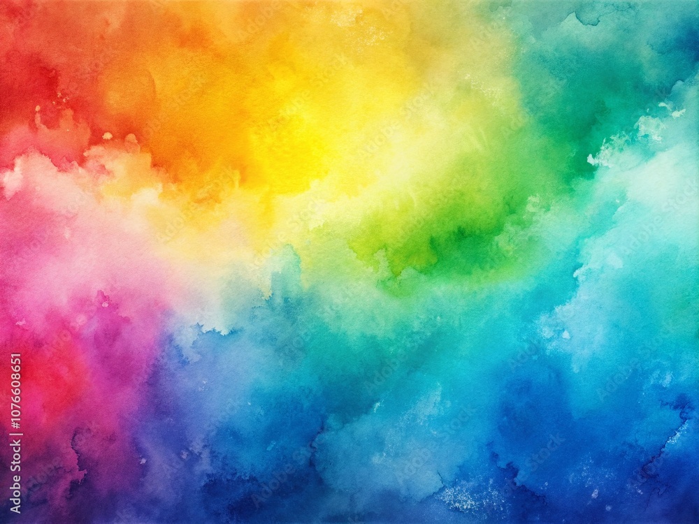 Fototapeta premium Watercolor Background with Rainbow Gradient for Creative Projects and Designs, Ideal for Invitations, Banners, and Social Media Graphics with a Serene and Colorful Aesthetic