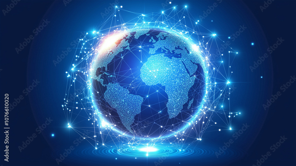 Fototapeta premium デジタル接続を表す光る地球