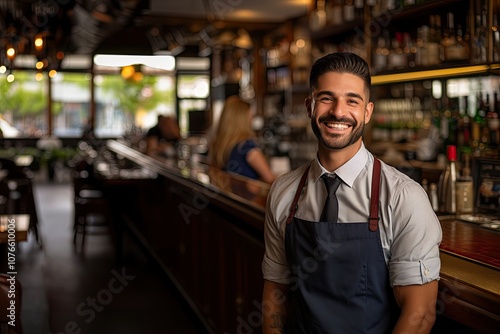 Waiter, in the background of the restaurant