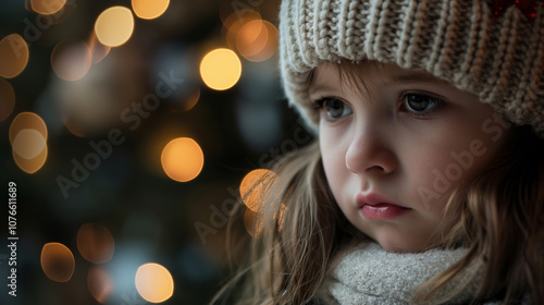 Wallpaper Mural Sad and miserable little girl, child in winter clothes on Christmas background. Concept of poverty, loneliness, health problems, orphanhood and depression in children.  Torontodigital.ca