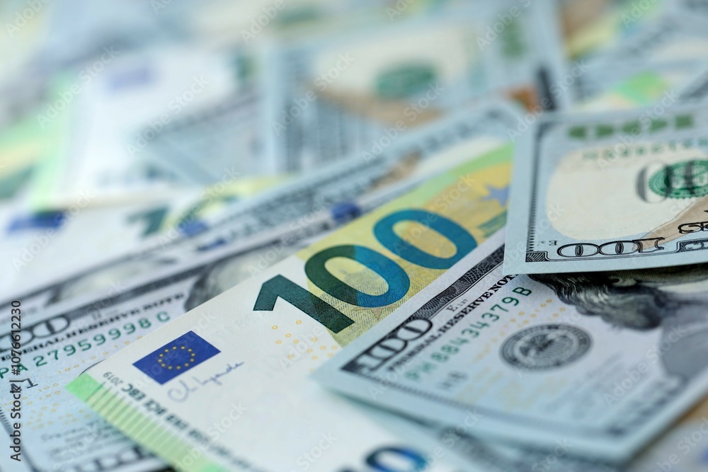 Big pile of Euro and USD banknotes. Many european and united states dollars Big pile of Euro and USD banknotes. Many european and united states dollars