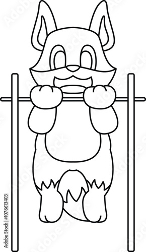 Fox Bodybuilder Pull ups Bodybuilding Animal Vector Graphic Art Illustration