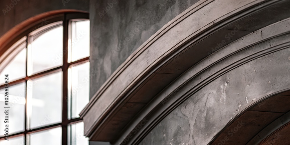 Fototapeta premium Elegant archway with large window and natural light