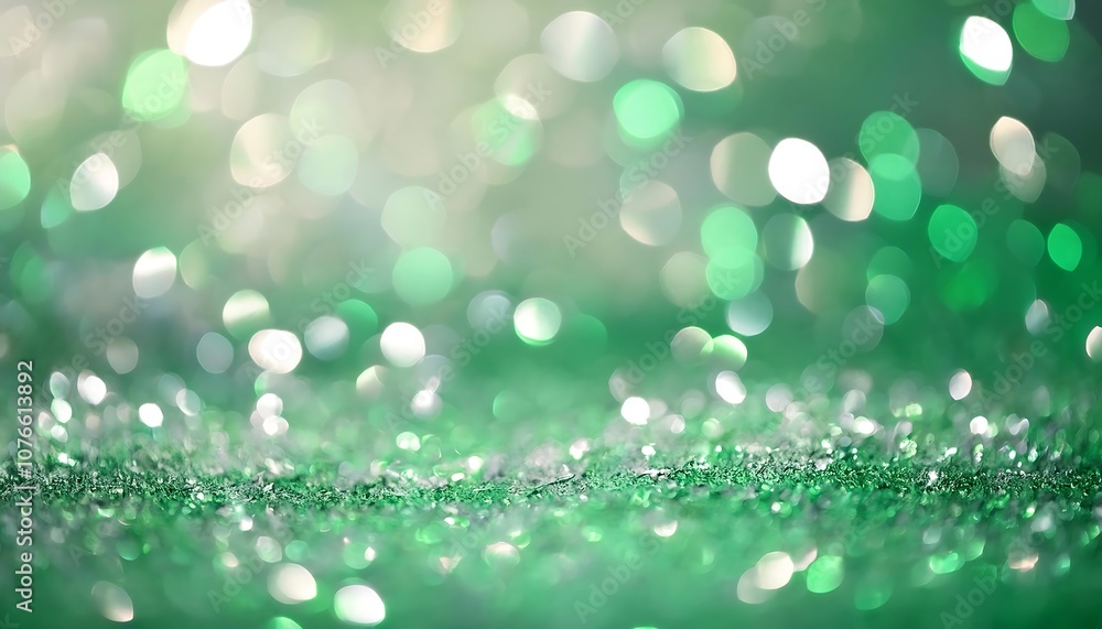 Obraz premium features a soft, green background with out-of-focus lights that create a shimmering, festive effect.