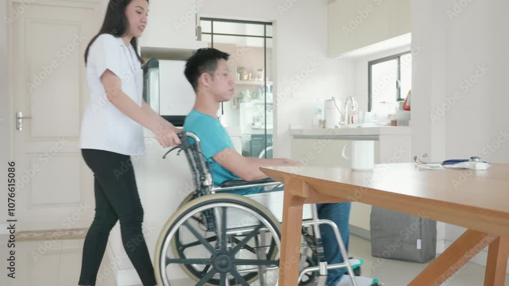 Woman Nurse having Medical checkup of man patient at Home Woman Nurse having Medical checkup of man patient at Home